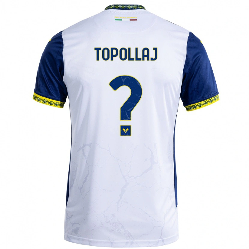 Danxen Barn Mark Topollaj #0 Vit Blå Bortatröja Matchtröjor 2024/25 Tröjor T-Tröja