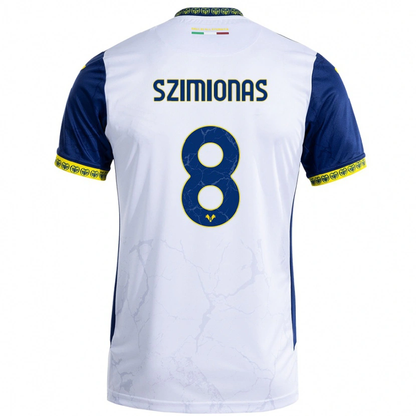 Danxen Barn Luca Szimionaș #8 Vit Blå Bortatröja Matchtröjor 2024/25 Tröjor T-Tröja