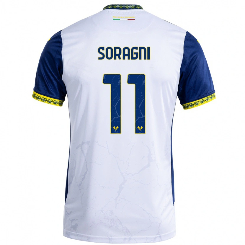 Danxen Barn Alberto Soragni #11 Vit Blå Bortatröja Matchtröjor 2024/25 Tröjor T-Tröja