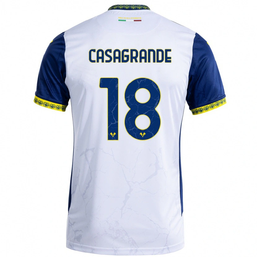 Danxen Barn Davide Casagrande #18 Vit Blå Bortatröja Matchtröjor 2024/25 Tröjor T-Tröja