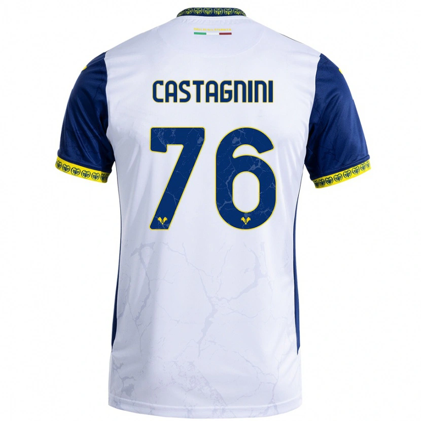 Danxen Barn Mirko Castagnini #76 Vit Blå Bortatröja Matchtröjor 2024/25 Tröjor T-Tröja