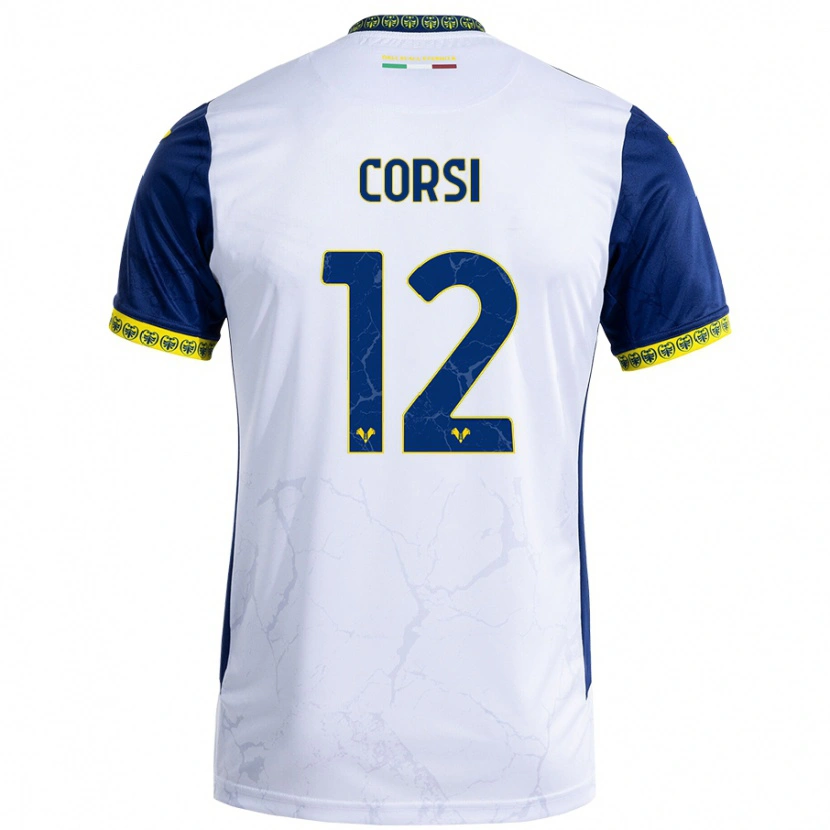 Danxen Barn Sara Corsi #12 Vit Blå Bortatröja Matchtröjor 2024/25 Tröjor T-Tröja