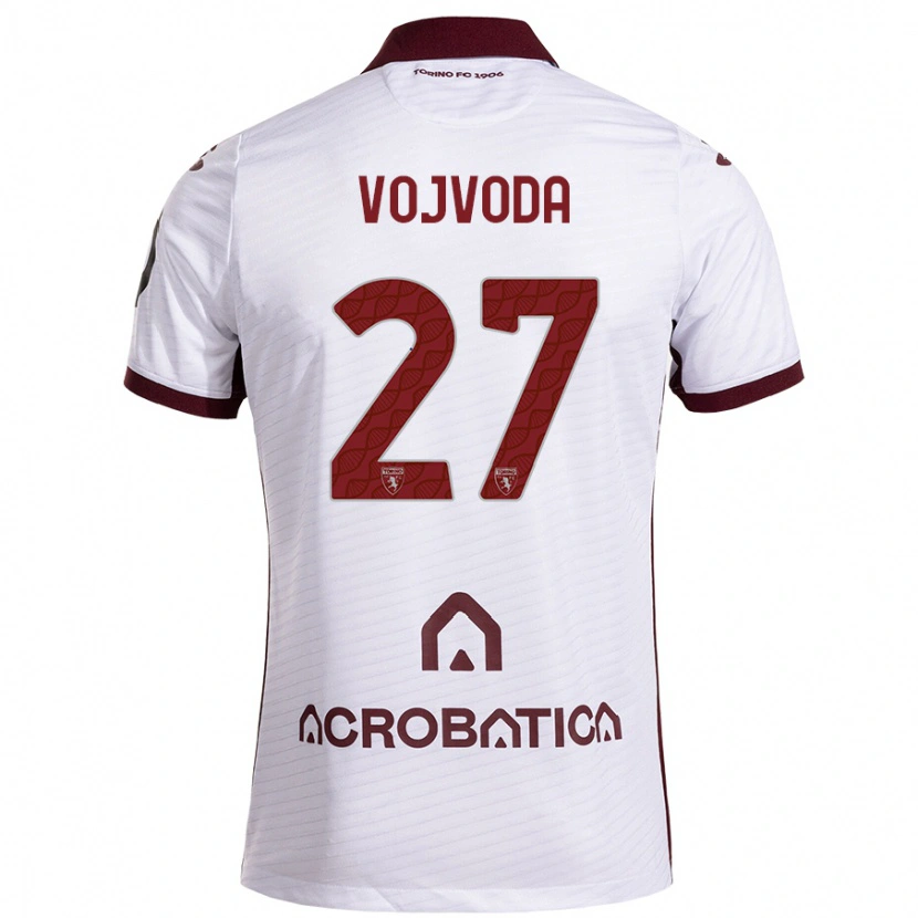 Danxen Barn Mërgim Vojvoda #27 Vit Rödbrun Bortatröja Matchtröjor 2024/25 Tröjor T-Tröja