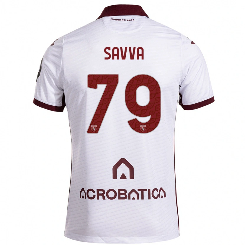 Danxen Barn Zanos Savva #79 Vit Rödbrun Bortatröja Matchtröjor 2024/25 Tröjor T-Tröja
