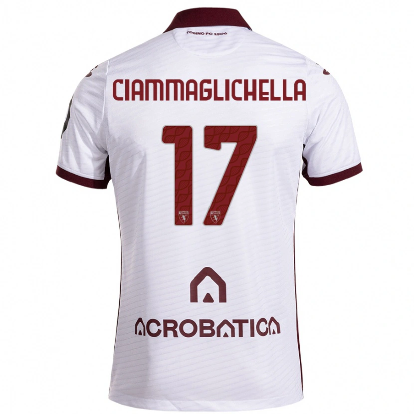 Danxen Barn Aaron Ciammaglichella #17 Vit Rödbrun Bortatröja Matchtröjor 2024/25 Tröjor T-Tröja