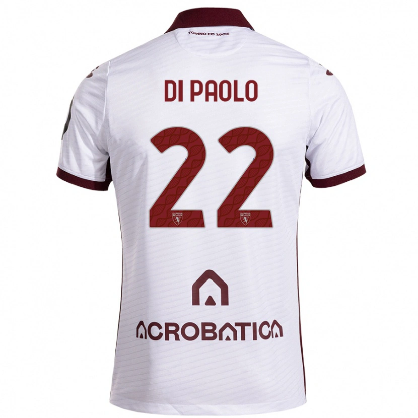 Danxen Barn Sebastiano Di Paolo #22 Vit Rödbrun Bortatröja Matchtröjor 2024/25 Tröjor T-Tröja