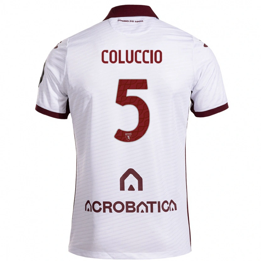 Danxen Barn Francesca Coluccio #5 Vit Rödbrun Bortatröja Matchtröjor 2024/25 Tröjor T-Tröja