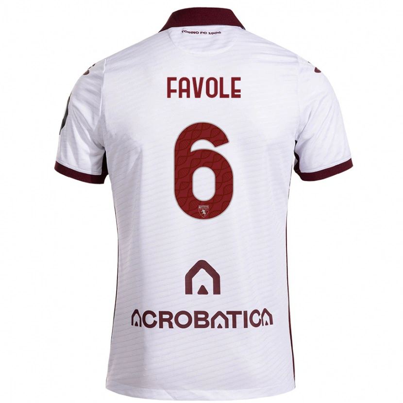 Danxen Barn Stefania Favole #6 Vit Rödbrun Bortatröja Matchtröjor 2024/25 Tröjor T-Tröja