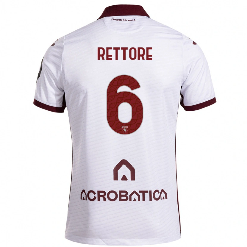 Danxen Barn Mirko Rettore #6 Vit Rödbrun Bortatröja Matchtröjor 2024/25 Tröjor T-Tröja