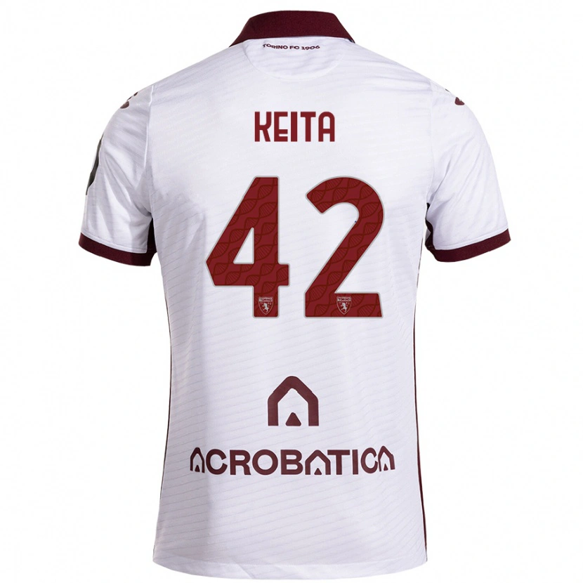 Danxen Barn Karamoko Keita #42 Vit Rödbrun Bortatröja Matchtröjor 2024/25 Tröjor T-Tröja