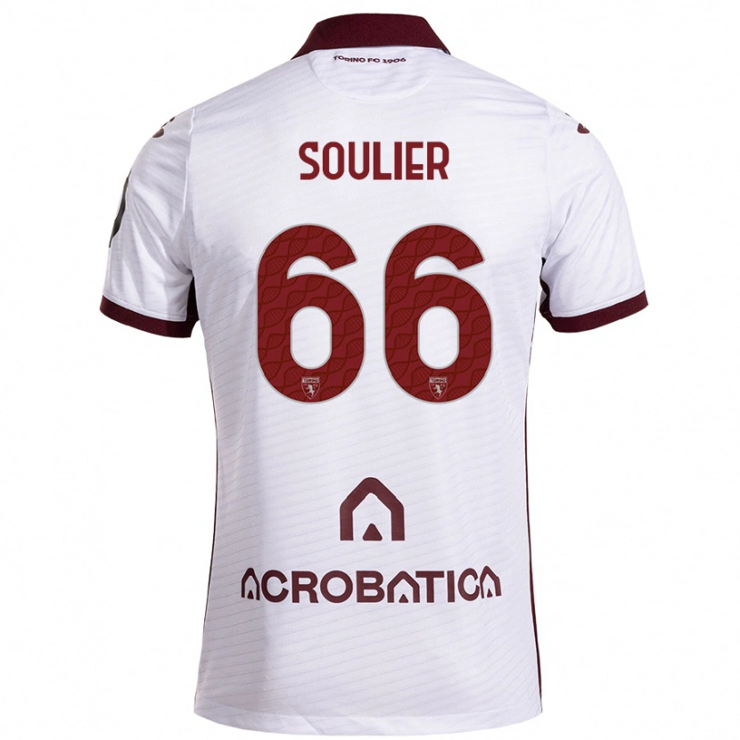 Danxen Barn Evan Soulier #66 Vit Rödbrun Bortatröja Matchtröjor 2024/25 Tröjor T-Tröja