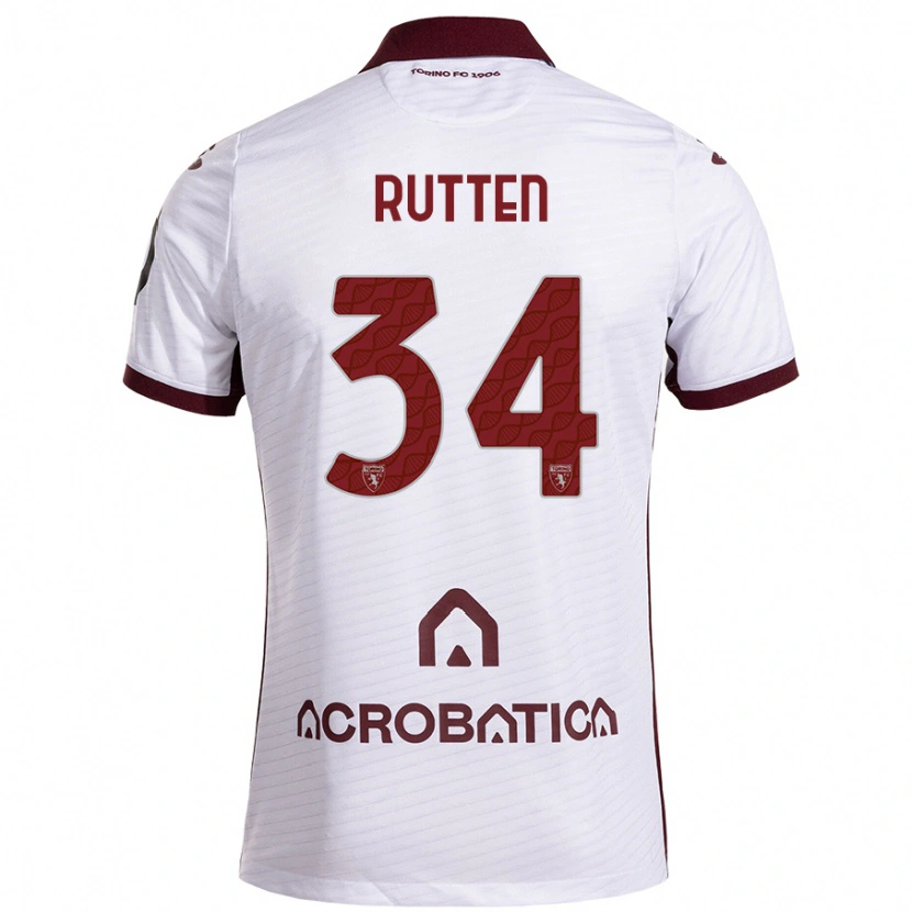 Danxen Barn Jill Rutten #34 Vit Rödbrun Bortatröja Matchtröjor 2024/25 Tröjor T-Tröja