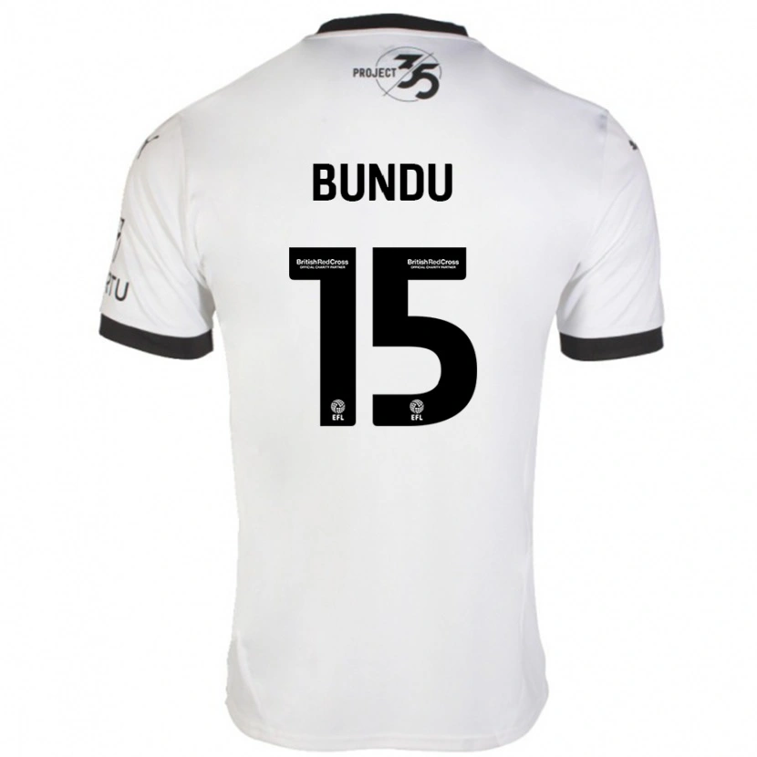 Danxen Barn Mustapha Bundu #15 Vit Svart Bortatröja Matchtröjor 2024/25 Tröjor T-Tröja