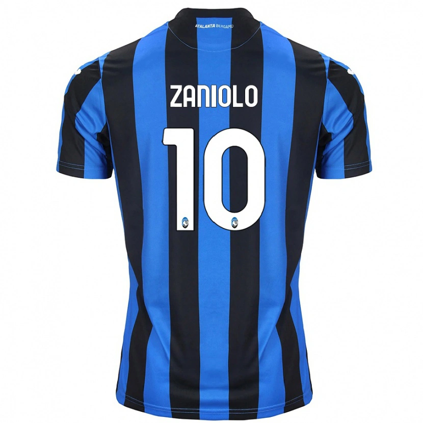 Danxen Män Nicolò Zaniolo #10 Blå Svart Hemmatröja Matchtröjor 2024/25 Tröjor T-Tröja