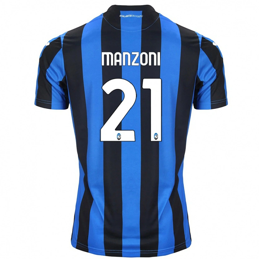 Danxen Män Alberto Manzoni #21 Blå Svart Hemmatröja Matchtröjor 2024/25 Tröjor T-Tröja