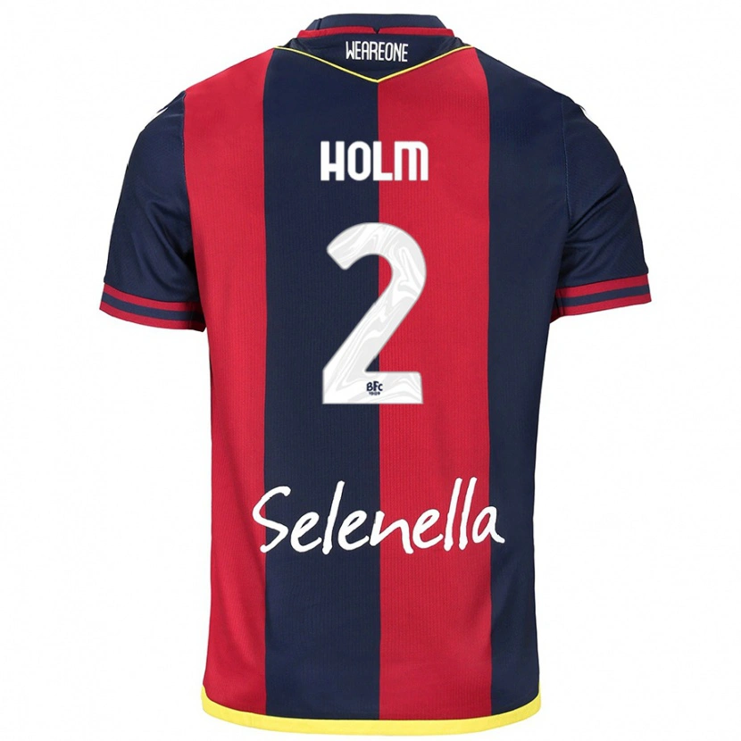 Danxen Män Emil Holm #2 Röd Kungsblå Hemmatröja Matchtröjor 2024/25 Tröjor T-Tröja