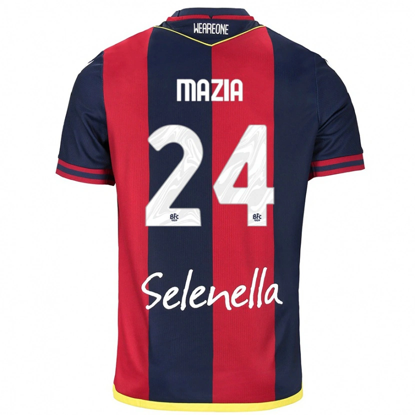 Danxen Män Andrea Mazia #24 Röd Kungsblå Hemmatröja Matchtröjor 2024/25 Tröjor T-Tröja