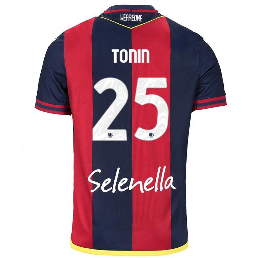 Danxen Män Federico Tonin #25 Röd Kungsblå Hemmatröja Matchtröjor 2024/25 Tröjor T-Tröja
