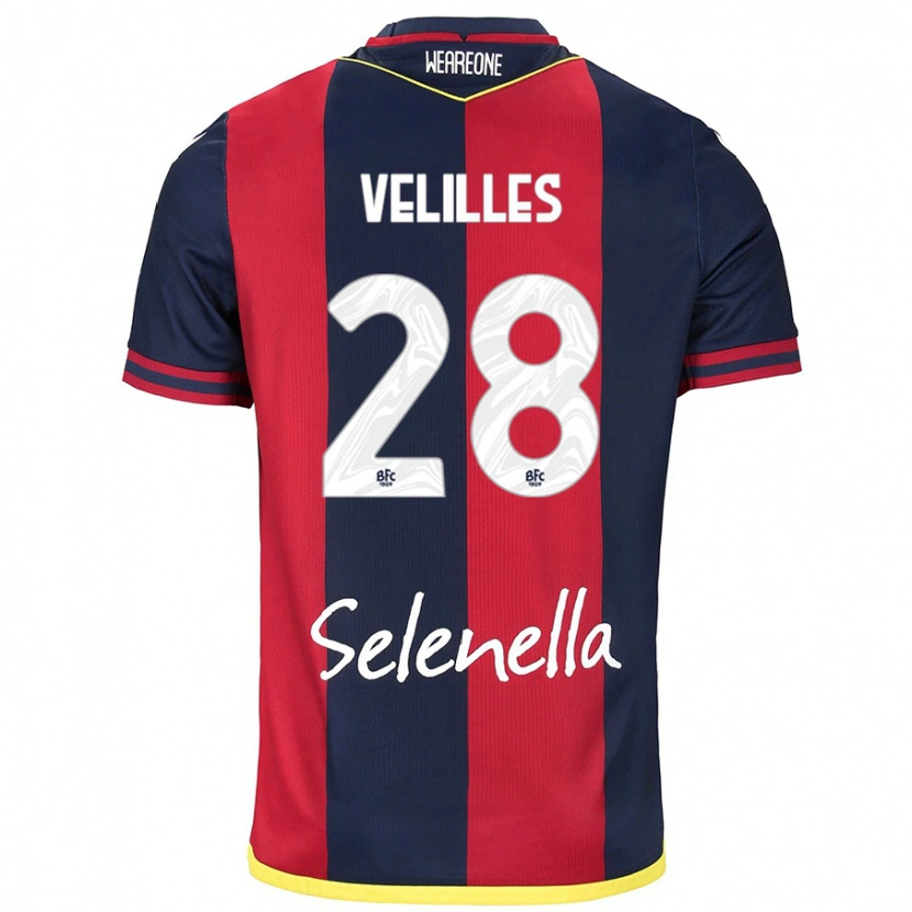 Danxen Män Aarón Velilles #28 Röd Kungsblå Hemmatröja Matchtröjor 2024/25 Tröjor T-Tröja