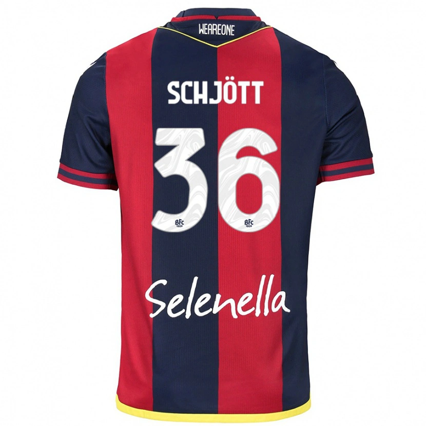 Danxen Män Gustav Schjött #36 Röd Kungsblå Hemmatröja Matchtröjor 2024/25 Tröjor T-Tröja