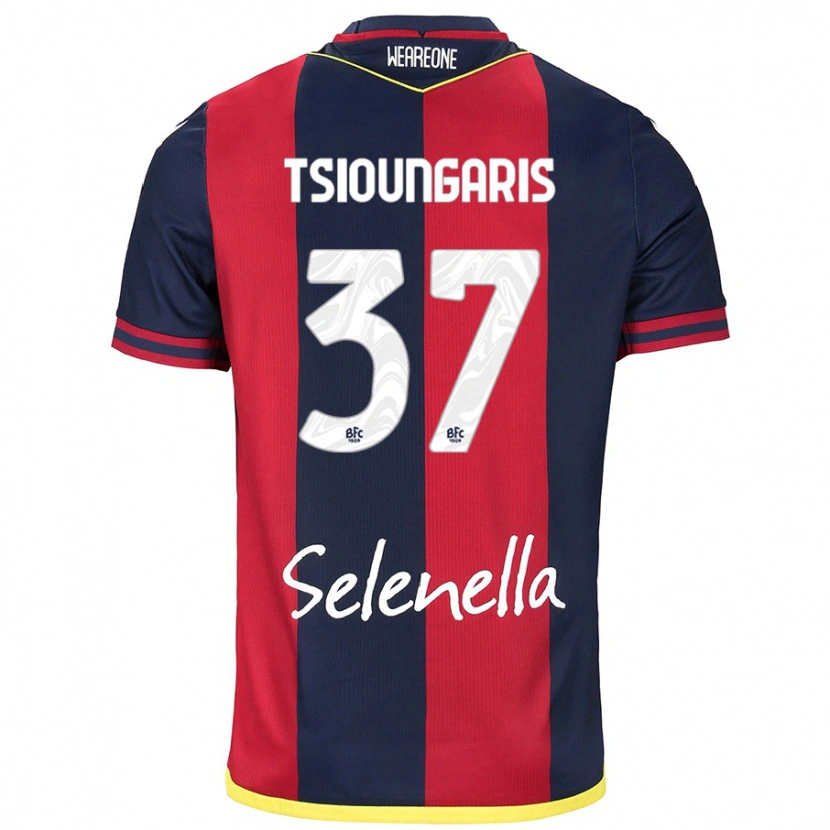 Danxen Män Theodoros Tsioungaris #37 Röd Kungsblå Hemmatröja Matchtröjor 2024/25 Tröjor T-Tröja
