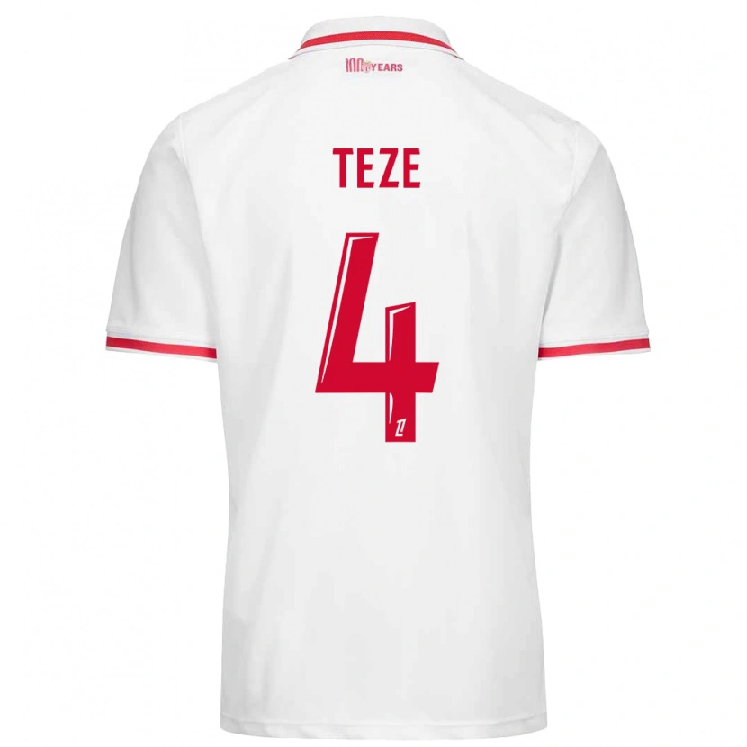 Danxen Män Jordan Teze #4 Vit Röd Hemmatröja Matchtröjor 2024/25 Tröjor T-Tröja