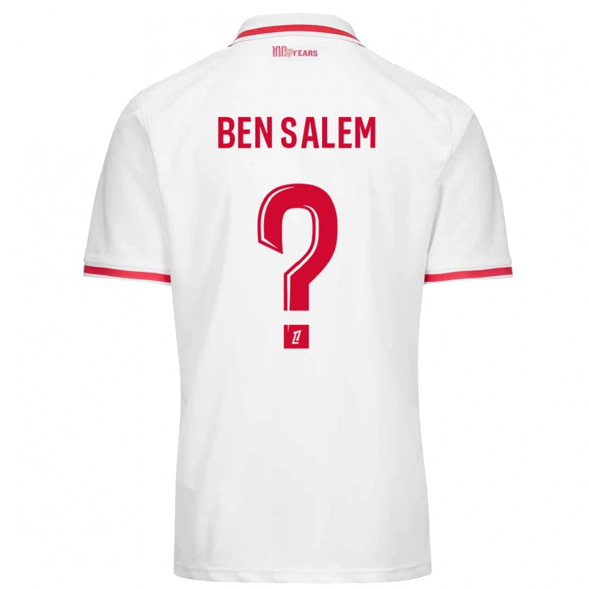 Danxen Män Oualid Ben Salem #0 Vit Röd Hemmatröja Matchtröjor 2024/25 Tröjor T-Tröja