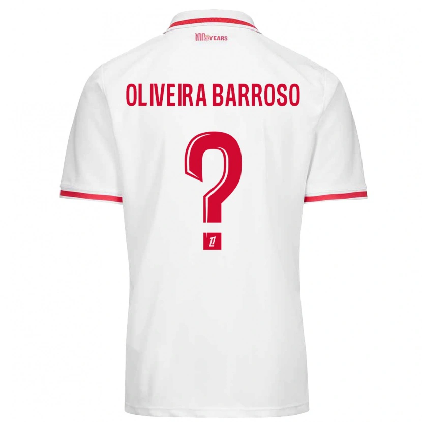 Danxen Män Mickael Oliveira Barroso #0 Vit Röd Hemmatröja Matchtröjor 2024/25 Tröjor T-Tröja