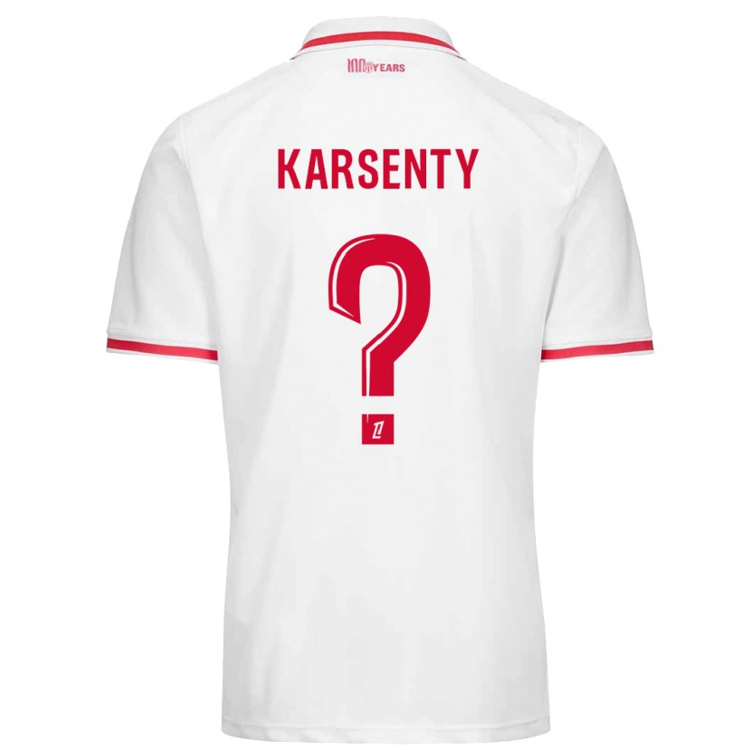 Danxen Män Kylian Karsenty #0 Vit Röd Hemmatröja Matchtröjor 2024/25 Tröjor T-Tröja