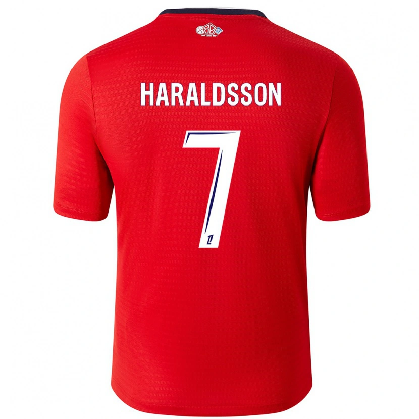 Danxen Män Hákon Arnar Haraldsson #7 Röd Vit Hemmatröja Matchtröjor 2024/25 Tröjor T-Tröja