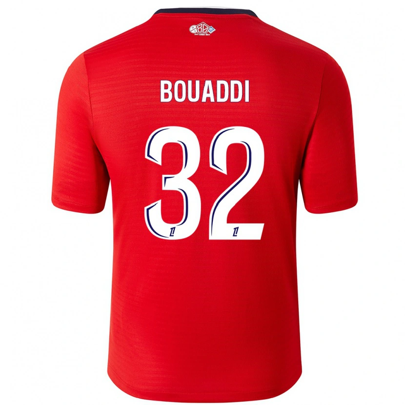 Danxen Män Ayyoub Bouaddi #32 Röd Vit Hemmatröja Matchtröjor 2024/25 Tröjor T-Tröja