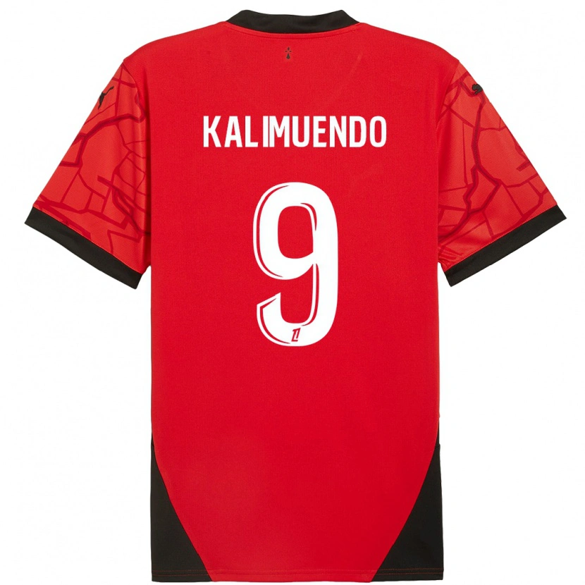 Danxen Män Arnaud Kalimuendo #9 Röd Svart Hemmatröja Matchtröjor 2024/25 Tröjor T-Tröja