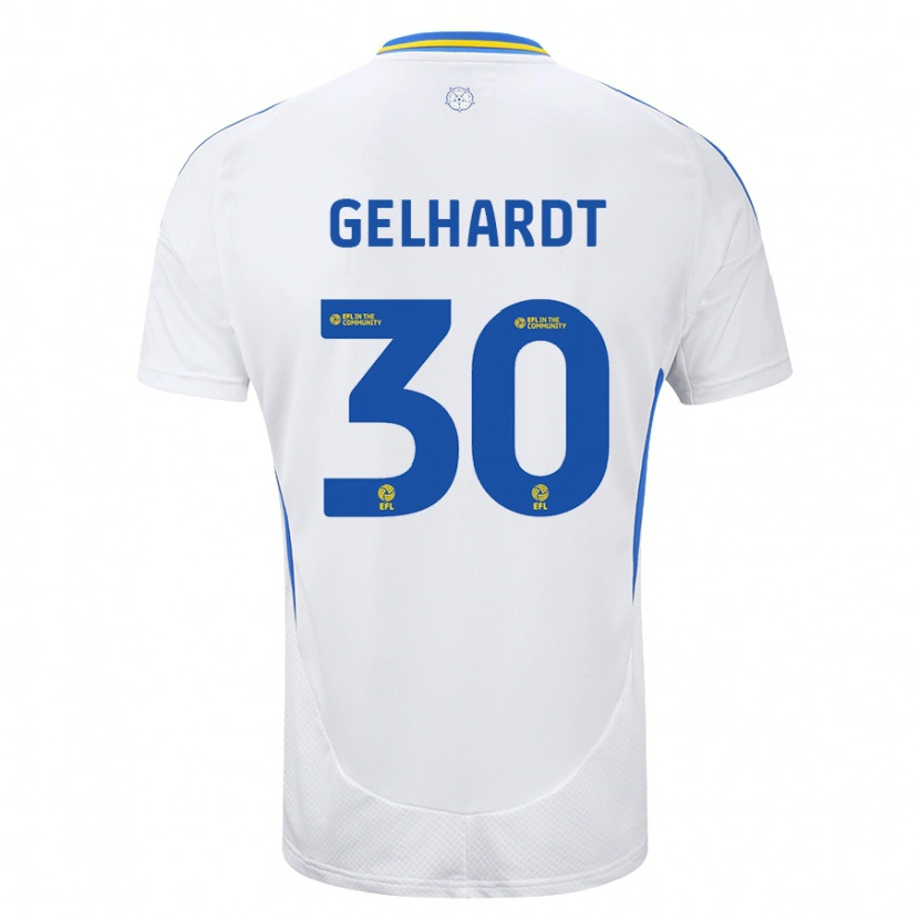 Danxen Män Joe Gelhardt #30 Vit Blå Hemmatröja Matchtröjor 2024/25 Tröjor T-Tröja