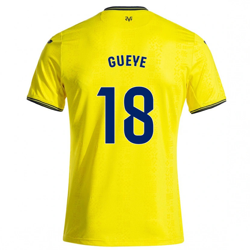 Danxen Män Pape Gueye #18 Gul Svart Hemmatröja Matchtröjor 2024/25 Tröjor T-Tröja
