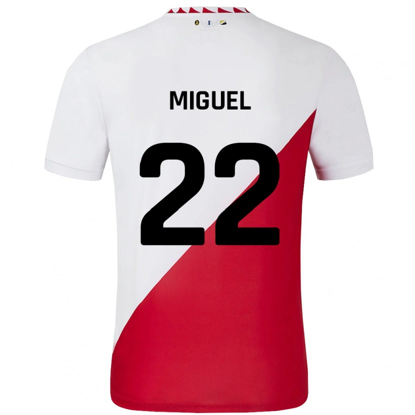 Danxen Män Miguel Rodríguez #22 Vit Röd Hemmatröja Matchtröjor 2024/25 Tröjor T-Tröja
