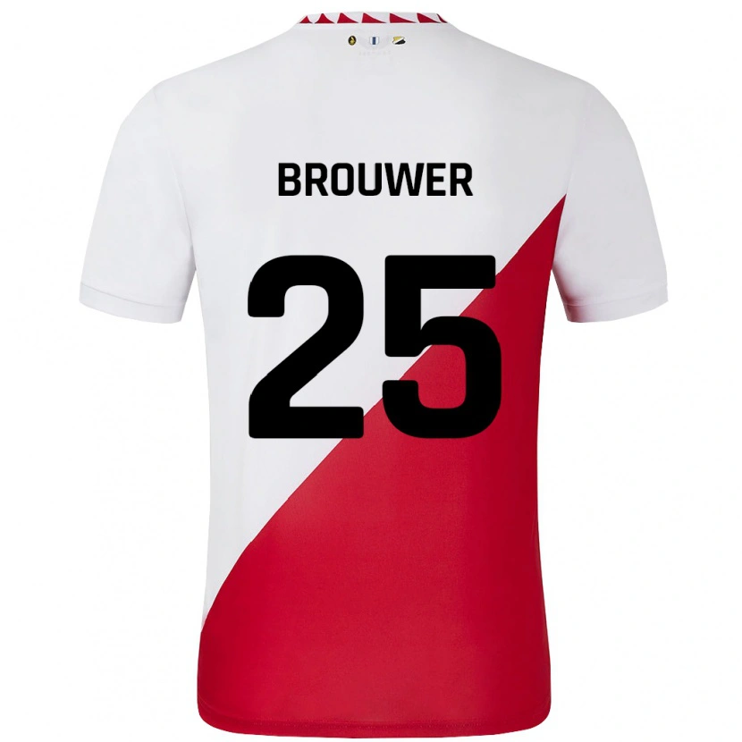 Danxen Män Michael Brouwer #25 Vit Röd Hemmatröja Matchtröjor 2024/25 Tröjor T-Tröja