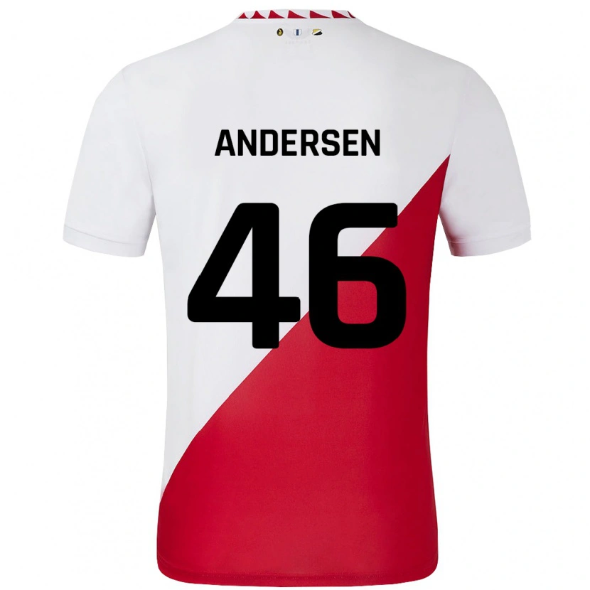 Danxen Män Silas Andersen #46 Vit Röd Hemmatröja Matchtröjor 2024/25 Tröjor T-Tröja