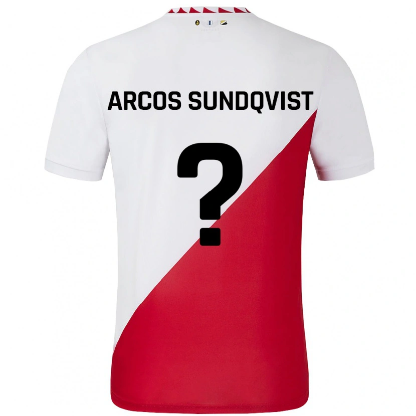 Danxen Män Gustav Arcos Sundqvist #0 Vit Röd Hemmatröja Matchtröjor 2024/25 Tröjor T-Tröja