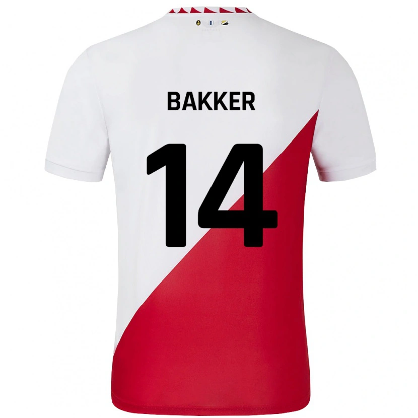 Danxen Män Eshly Bakker #14 Vit Röd Hemmatröja Matchtröjor 2024/25 Tröjor T-Tröja