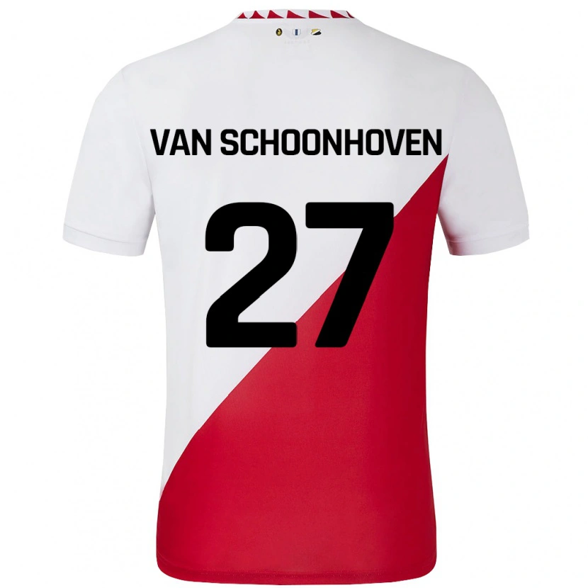 Danxen Män Nurija Van Schoonhoven #27 Vit Röd Hemmatröja Matchtröjor 2024/25 Tröjor T-Tröja