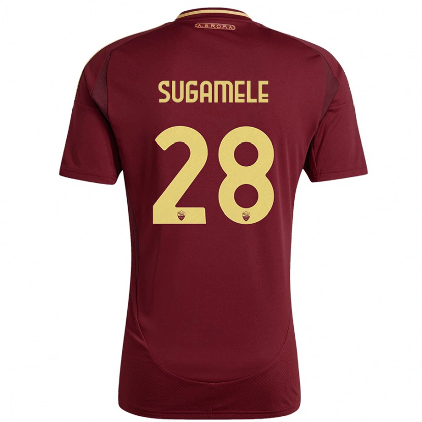 Danxen Män Alessandro Sugamele #28 Rött Brunt Guld Hemmatröja Matchtröjor 2024/25 Tröjor T-Tröja
