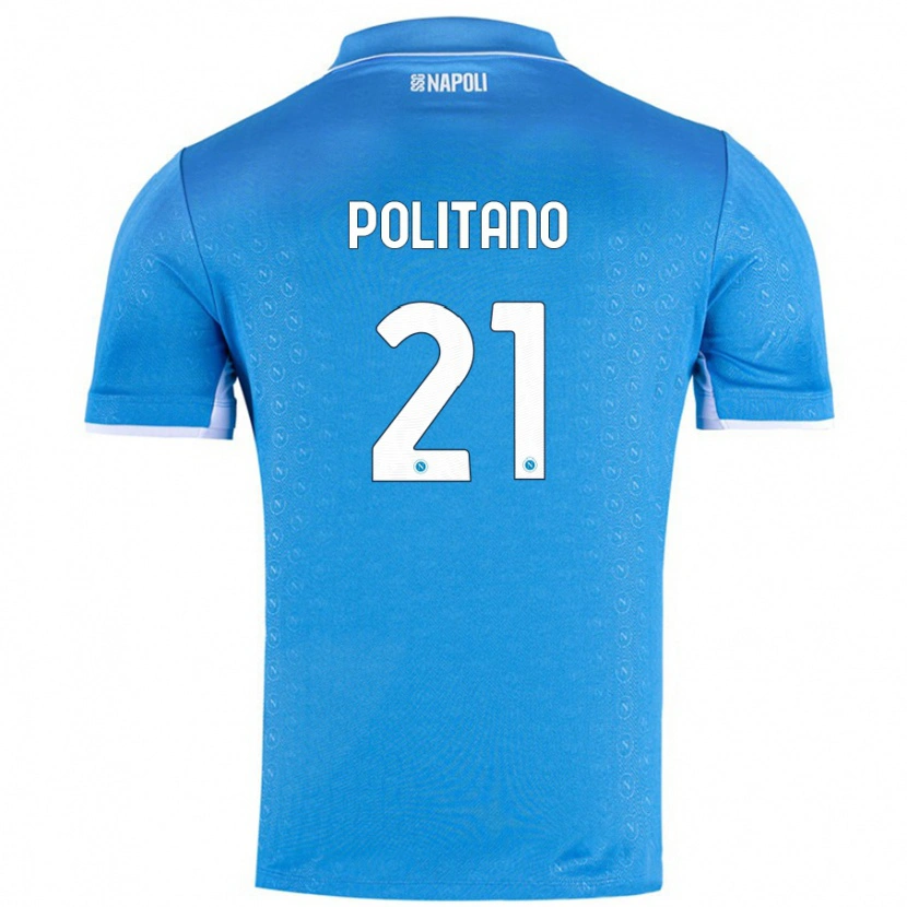 Danxen Män Matteo Politano #21 Himmelsblå Hemmatröja Matchtröjor 2024/25 Tröjor T-Tröja