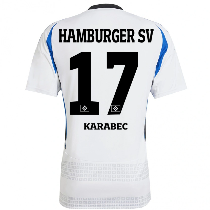 Danxen Män Adam Karabec #17 Vit Blå Hemmatröja Matchtröjor 2024/25 Tröjor T-Tröja