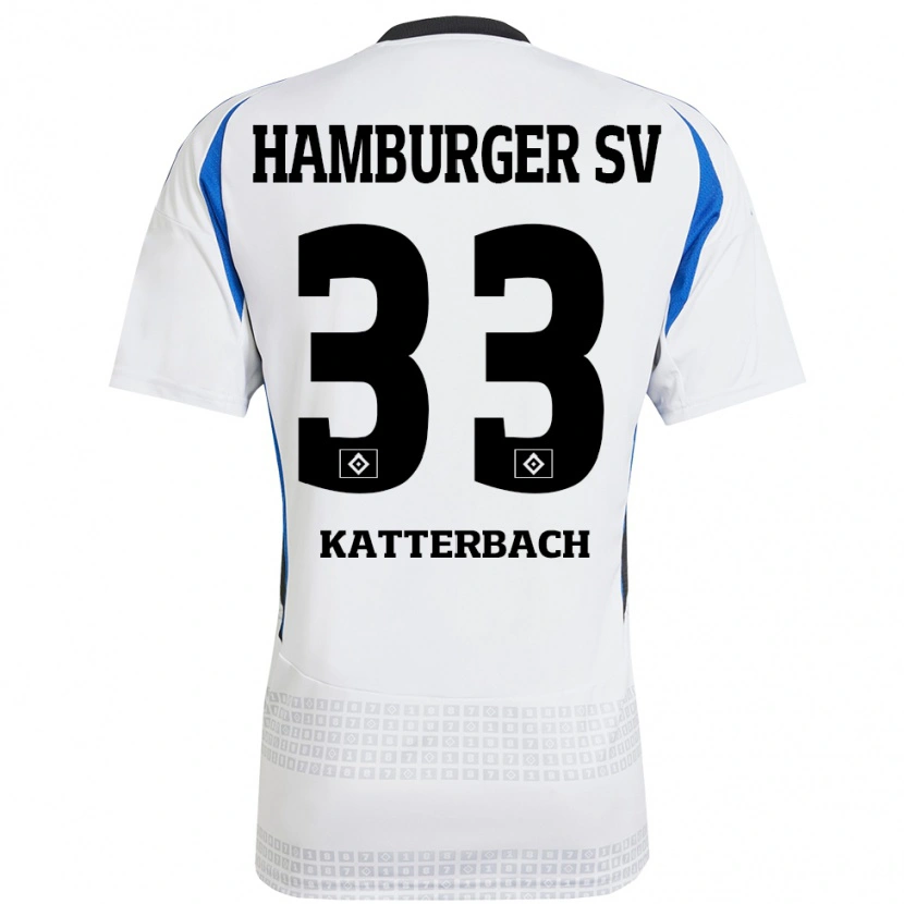 Danxen Män Noah Katterbach #33 Vit Blå Hemmatröja Matchtröjor 2024/25 Tröjor T-Tröja