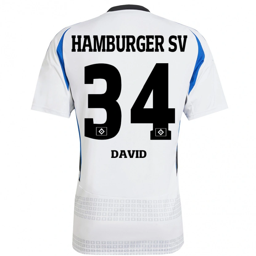 Danxen Män Jonas David #34 Vit Blå Hemmatröja Matchtröjor 2024/25 Tröjor T-Tröja