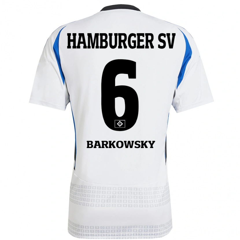 Danxen Män Finn Barkowsky #6 Vit Blå Hemmatröja Matchtröjor 2024/25 Tröjor T-Tröja