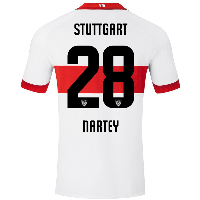 Danxen Män Nikolas Nartey #28 Vit Röd Hemmatröja Matchtröjor 2024/25 Tröjor T-Tröja