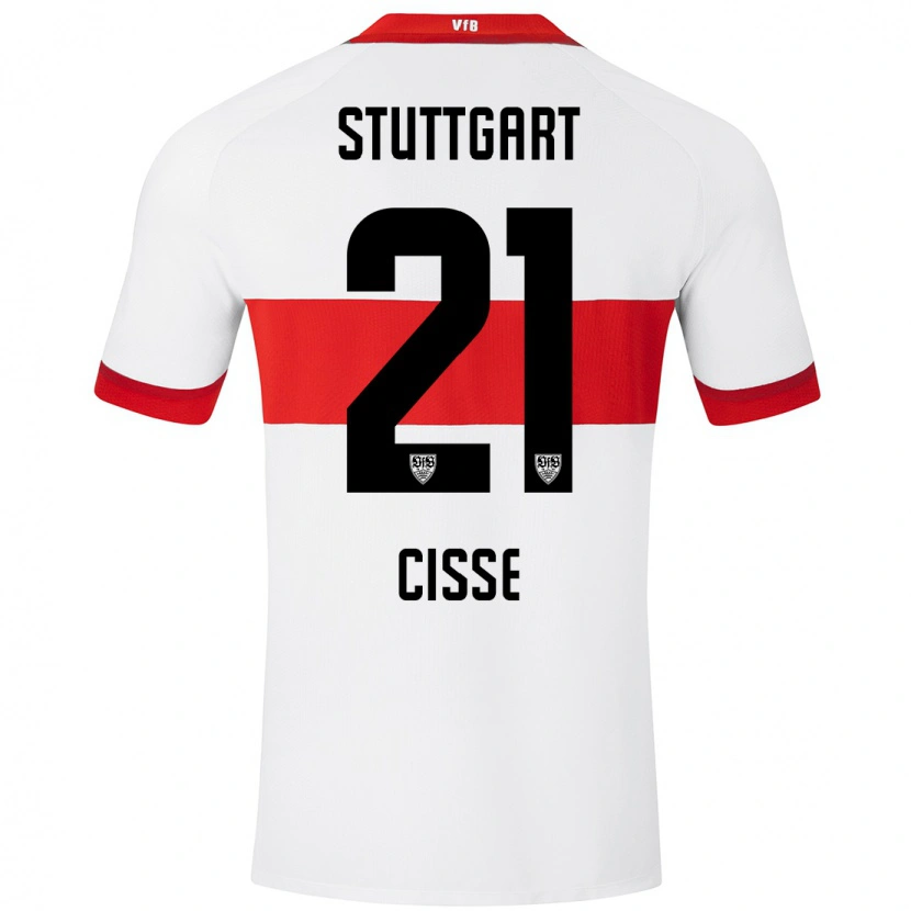 Danxen Män Moussa Cissé #21 Vit Röd Hemmatröja Matchtröjor 2024/25 Tröjor T-Tröja
