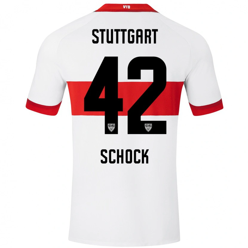 Danxen Män Florian Schock #42 Vit Röd Hemmatröja Matchtröjor 2024/25 Tröjor T-Tröja