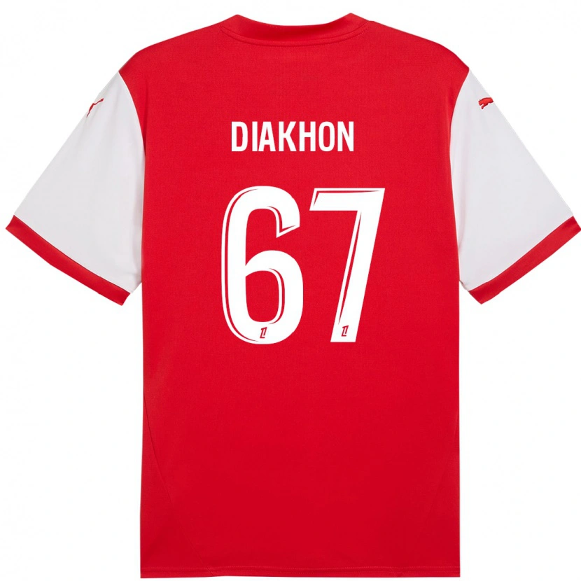 Danxen Män Mamadou Diakhon #67 Röd Vit Hemmatröja Matchtröjor 2024/25 Tröjor T-Tröja